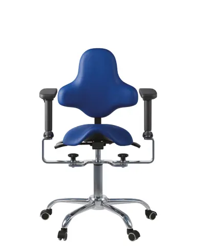 ERGODENS 22 židle lékařská, područky, kříž chrom, ekologická kůže tmavě modrá